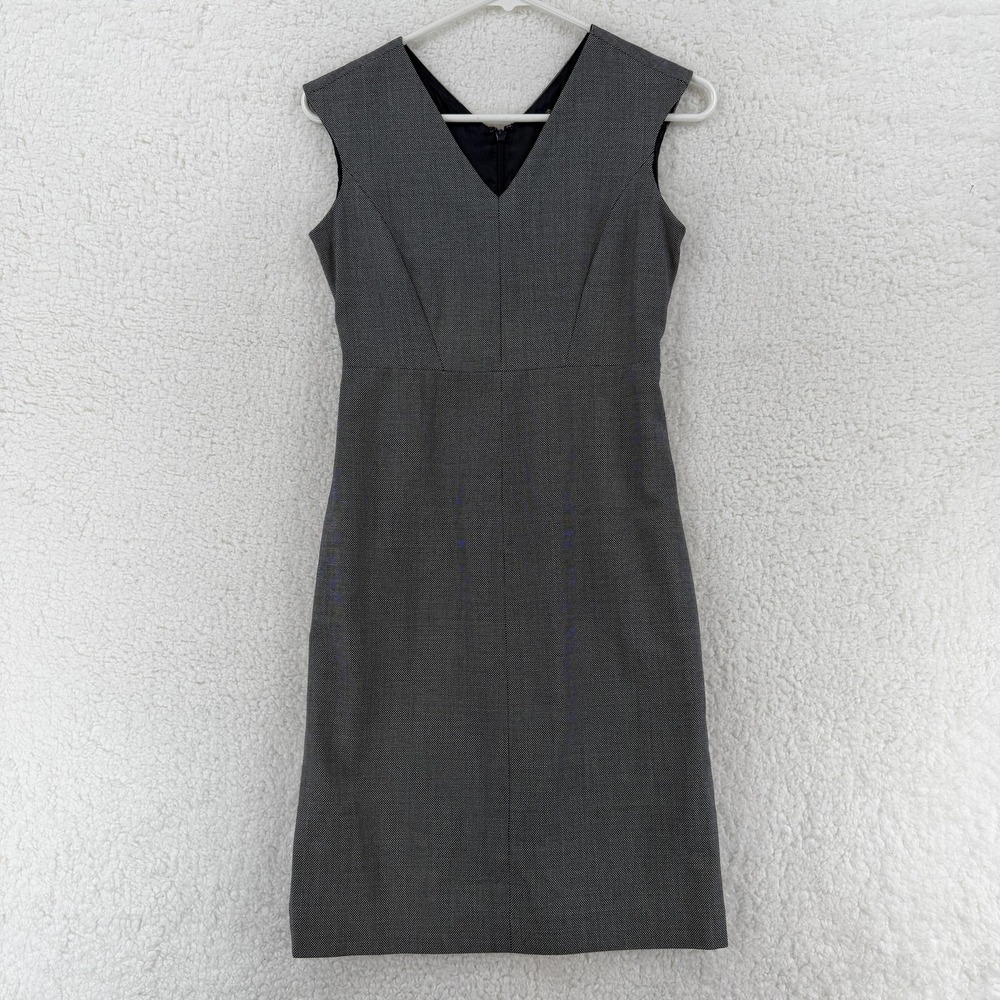 Brooks Brothers Dress Womens 0P Gray Wool Blend Sleeveless Sheath Career